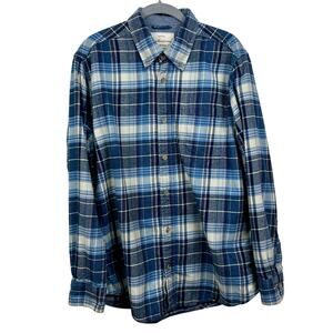 Weatherproof Vintage Men’s Plaid Shirt Blue Cotton M